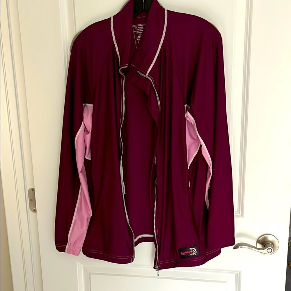 Duckskinz Sun Protection Burgundy and Pink Zipper Activewear Jacket NWOT SZ XL